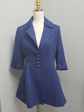 Tulle Vintage Y2K Navy Blue Fit-and-Flare Pea Coat